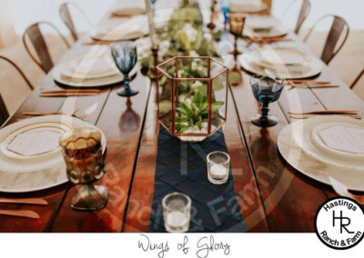 Beautiful rustic table set for wedding guests