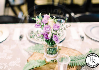 Beautiful pink floral centerpiece at wedding reception