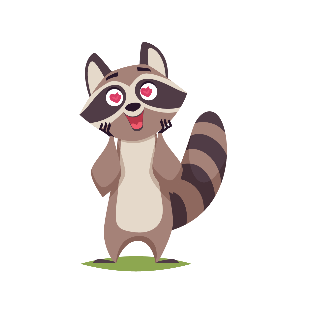 Hastings Racoon with hearts in his eyes